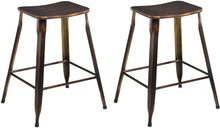 24" Metal Stackable Antique Distressed Copper Slim Backless Counter Bar Stool -2