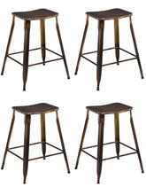 24" Industrial Metal Antique Distressed Copper Slim Counter Bar Stool Set of 4