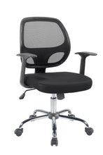 Ergonomic Mid back Office Chair Chrome base, Lumbar Arm Black padded Mesh Chair