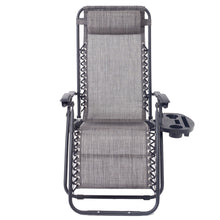 BTExpert Zero Gravity Chair Case Lounge Outdoor Patio Beach Yard Garden With Utility Tray Cup Holder Gray Set of 2