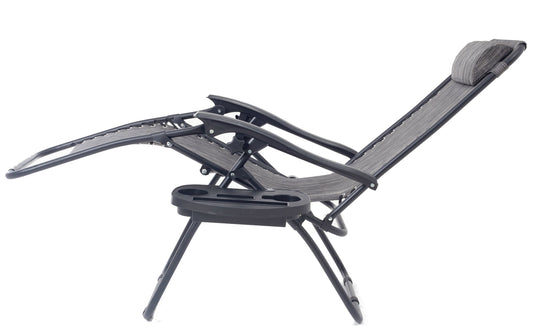 BTExpert Zero Gravity Chair Case Lounge Outdoor Patio Beach Yard Garden With Utility Tray Cup Holder Gray - Set of 2
