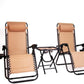 BTExpert 3PCS Zero Gravity Chair Set with Table, Folding Lounge w/ Pillow & Cup Holder for Camping, Patio, Beach