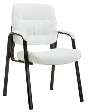 BTEXPERT Leather Chair Reception Side Conference Waiting Room Guest Chair White