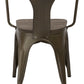 Industrial Antique Bronze Dining Commercial Metal Wood Arm Chair - Set of 4