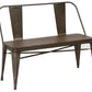 Industrial Antique Rustic Wood Metal Dining Bench Full Back Garden Patio