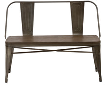 Industrial Antique Rustic Wood Metal Dining Bench Full Back Garden Patio
