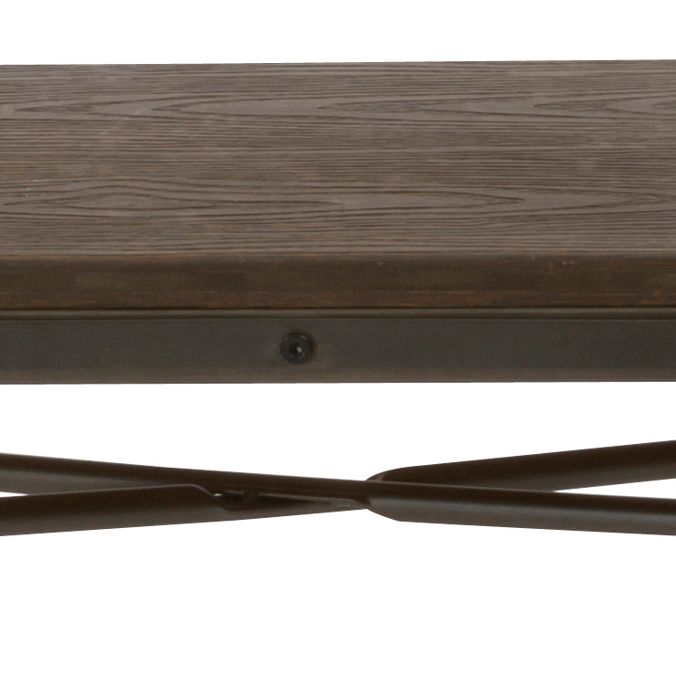 Industrial Antique Rustic Wood Metal Dining Bench Full Back Garden Patio