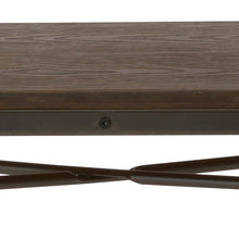 Industrial Antique Rustic Wood Metal Dining Bench Full Back Garden Patio