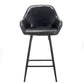 BTExpert 25 inch Bucket Black Faux Leather Accent Dining Bar Chair