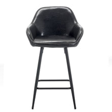 BTExpert 25 inch Bucket Black Faux Leather Accent Dining Bar Chair