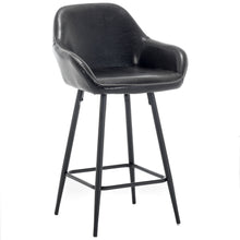 BTExpert 25 inch Bucket Black Faux Leather Accent Dining Bar Chair