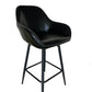BTExpert 25 inch Bucket Black Faux Leather Accent Dining Bar Chair