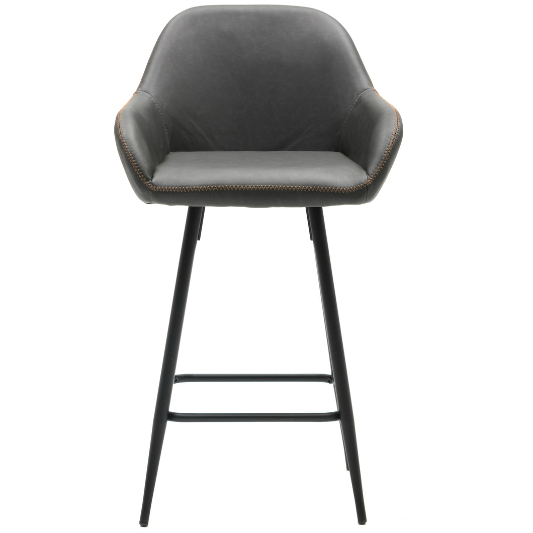 BTExpert Counter Height Barstools 25 inch Bucket Upholstered Dark Gray Accent Dining Bar One Chair