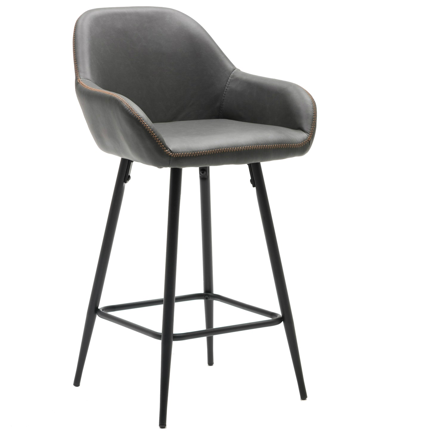 BTExpert Two new Counter Height Barstools 29 inch Bucket Upholstered Dark Gray Accent Dining Bar Chair - Set of 2