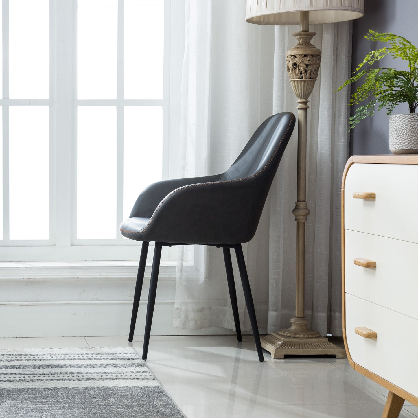 BTExpert Bucket Upholstered Dark Gray Accent Chair
