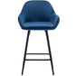 BTExpert Blue Velvet Bucket Upholstered 24" Counter Height Barstools - Set of 2