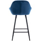 BTExpert Blue Velvet Bucket Upholstered 24" Counter Height Barstools - Set of 2