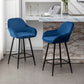BTExpert Blue Velvet Bucket Upholstered 24" Counter Height Barstools - Set of 2