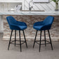 BTExpert Blue Velvet Bucket Upholstered 24" Counter Height Barstools - Set of 2
