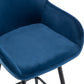 BTExpert Blue Velvet Bucket Upholstered 24" Counter Height Barstools - Set of 2