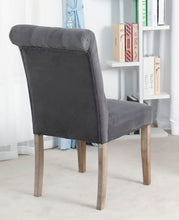 BTExpert GREY upholstery dining Chair velvet tufted Camran High Back Velvet Charcoal Tufted