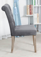 BTExpert GREY upholstery dining Chair velvet tufted Camran High Back Velvet Charcoal Tufted