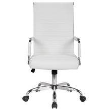 High Back Fuax Leather Chair, White upholstery Work Computer Office Chair Tilt Seat Designer Executive Manager Conference Ergonomic Swivel Chair