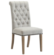 BTExpert High Back Tufted Parsons Upholstered Dining Room Chair Wood Accent Nail Trim Linen Gray