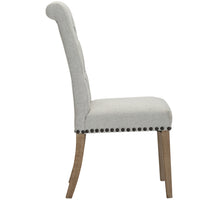 BTExpert High Back Tufted Parsons Upholstered Dining Room Chair Wood Accent Nail Trim Linen Gray