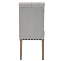 BTExpert High Back Tufted Parsons Upholstered Dining Room Chair Wood Accent Nail Trim Linen Gray