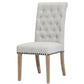 BTExpert High Back Tufted Parsons Upholstered Dining Room Chair Wood Accent Nail Trim Linen Gray