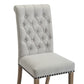 BTExpert High Back Tufted Parsons Upholstered Dining Room Chair Wood Accent Nail Trim Linen Gray