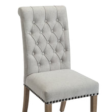 BTExpert High Back Tufted Parsons Upholstered Dining Room Chair Wood Accent Nail Trim Linen Gray