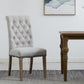 BTExpert High Back Tufted Parsons Upholstered Dining Room Chair Wood Accent Nail Trim Linen Gray