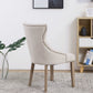 BTExpert High Back Tufted Parsons Upholstered Dining Room Chair Wood Accent Nail Trim Linen Beige