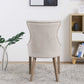 BTExpert High Back Tufted Parsons Upholstered Dining Room Chair Wood Accent Nail Trim Linen Beige