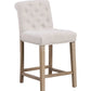 BTExpert Wooden Linen Tufted Counter 26" Bar Stool Chair , Accent Nail Trim Barstool ONE