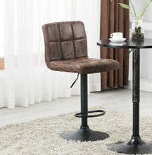 BTExpert Adjustable Industrial Metal upholstered Swivel   Brown Rustic Dining Barstool Chair , Back