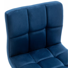 BTEXPERT Adjustable Industrial Metal upholstered Swivel Blue Velvet Dining Barstool Chair Set of 2