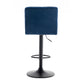 BTExpert Adjustable Swivel Blue Velvet Industrial Barstool Chairs - Set of 2