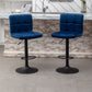 BTExpert Adjustable Swivel Blue Velvet Industrial Barstool Chairs - Set of 2
