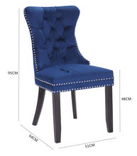 BTExpert High Back Velvet Navy Blue Tufted Upholstered Dining Chair Solid Wood Nail Trim, Ring