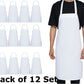 BTExpert 12-Pack Bib Apron 32x28 Inches, Unisex Black, Extra Long Ties, Machine Washable, for Chef Cooking & Crafting