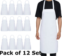 12 Bib Apron Kitchen Bar 32x28 Inches Bulk Extra Long Ties Unisex Black Machine Washable Professional Crafting Drawing Chef Cooking Baking Restaurant