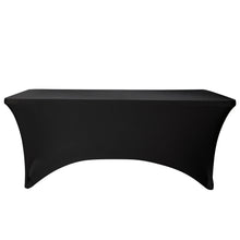 BTEXPERT Kitchen Stretchable Black Tablecloth Set of 15 Pack, Stretch/Fitted Table Covers for 6 Feet Folding Table, Rectangular Spandex Cloths for Wedding Party or Event