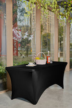 Kitchen Stretchable Black Tablecloth, Stretch/Fitted Table Covers 6 Feet Folding Table Rectangular Spandex Cloths for Wedding Party