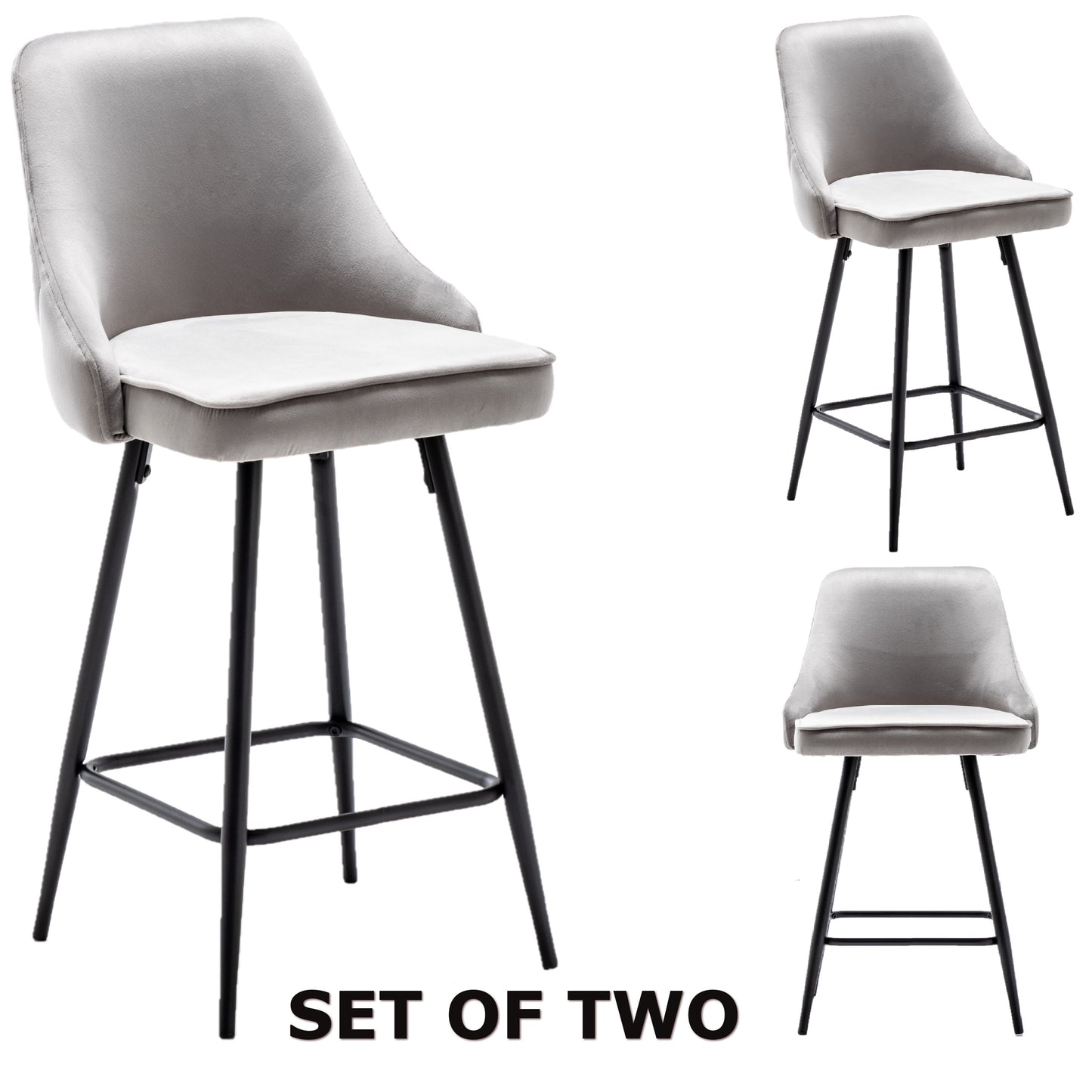 BTExpert Afia Premium Upholstered Modern Premium Stool Bar Chairs - Set of 2