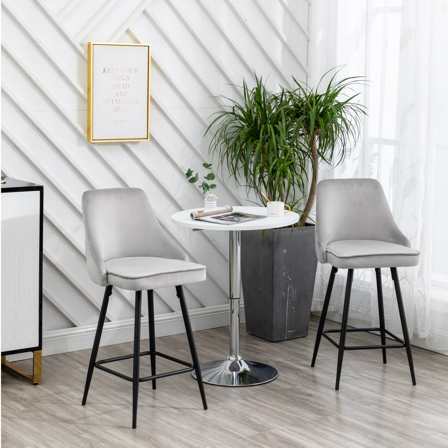 BTExpert Afia Premium Upholstered Modern Premium Stool Bar Chairs - Set of 2