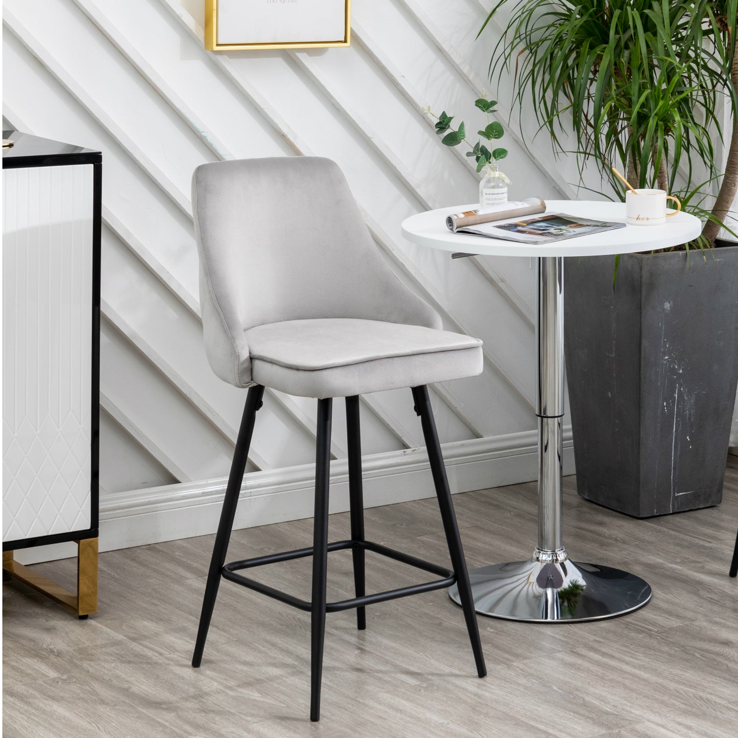 BTExpert Afia Premium Upholstered Modern Premium Stool Bar Chairs - Set of 2