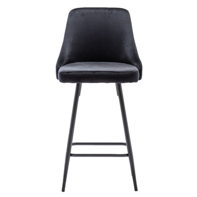 BTExpert Hafsa Velvet Black Upholstered Modern barstool Stool Bar Chair -One